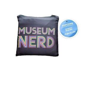 Museum Nerd Tote 20"x17" Foldable Reusable Bag in Compact Zip Case Carries 40lbs